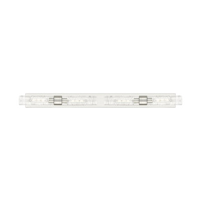 Éclairage pour meuble-lavabo 4 lumières 51 po Ballston - Maliyah - Finition laiton brossé - Abat-jour blanc rayé