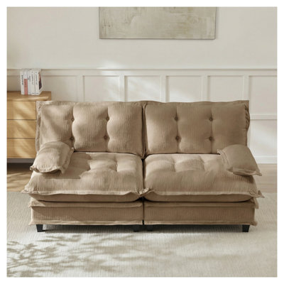 Canapé modulaire 2 places avec canapé à assise profonde en chenille et coussins en treillis Cloud