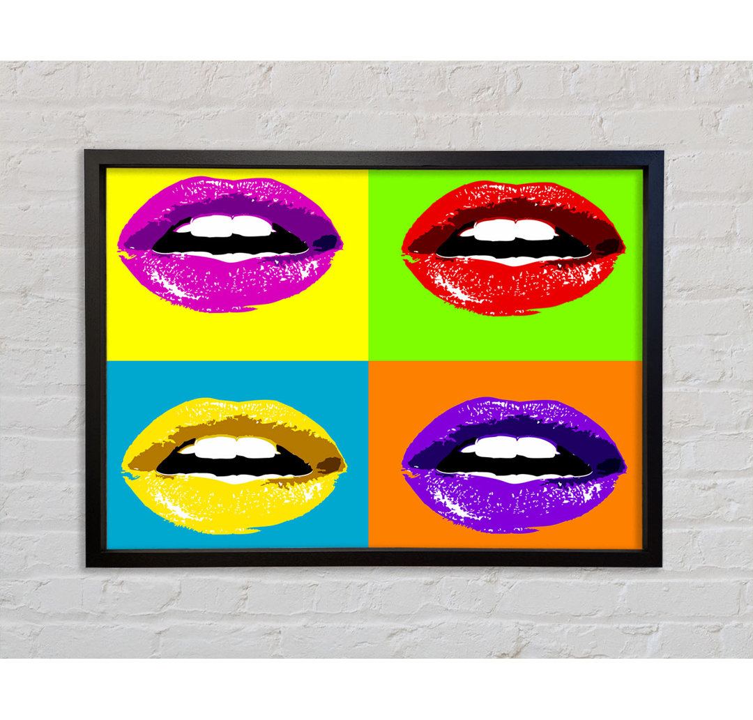 Vibrierende Pop Art Lippen Gerahmter Druck Wandkunst