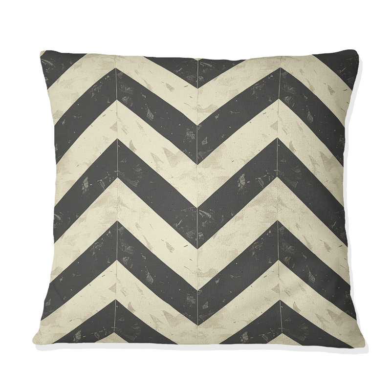 Motif Chevron Glam - Coussin Glam, H 16 po x l 16 po, Noir / Beige