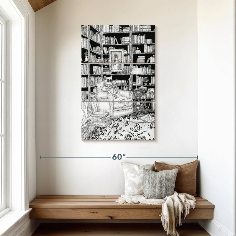 Brampt The Cat's Library, 45" H x 28" W