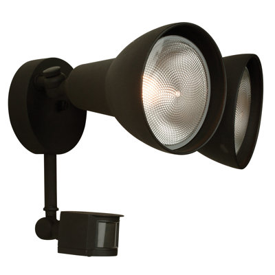 2 - Head Hardwired Outdoor Security Flood Light with Motion Sensor and Timer