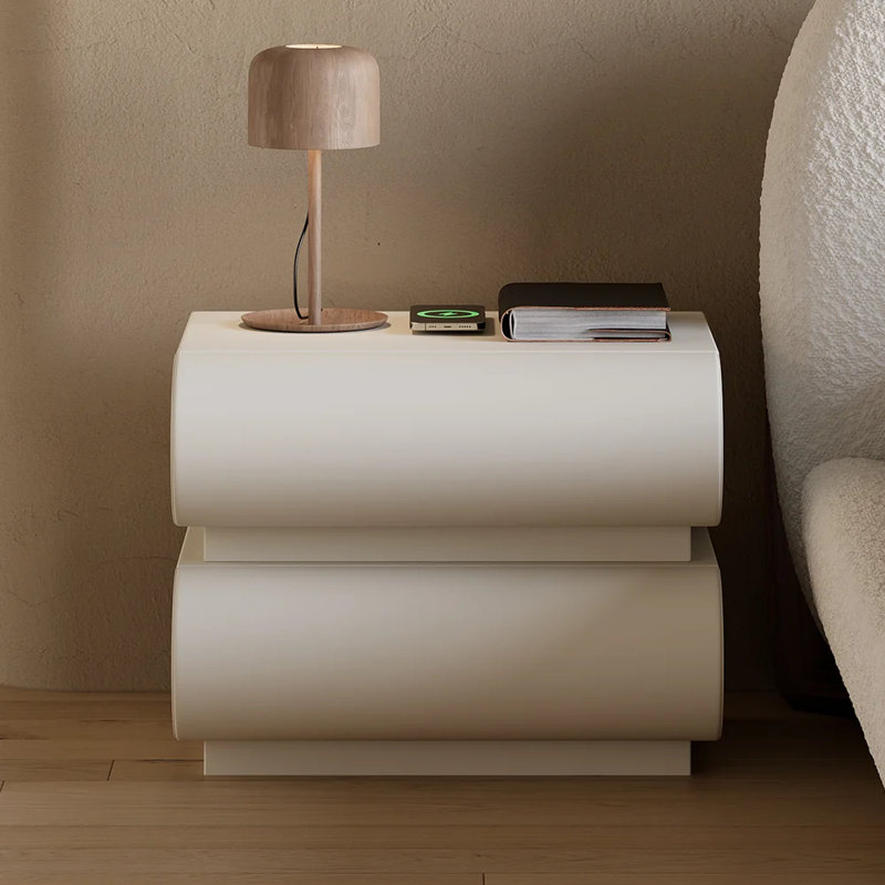 Rhiley 40cm W Manufactured Wood Bedside Table, White
