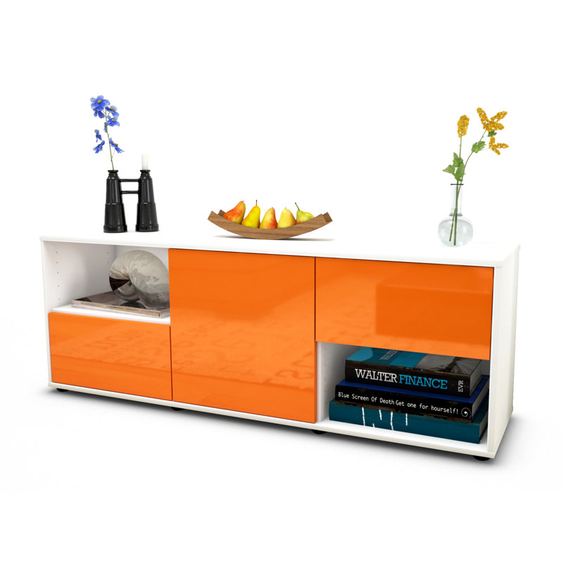 Wurth Unfinished TV Stand for TVs up to 60", High-gloss Orange / Matte White