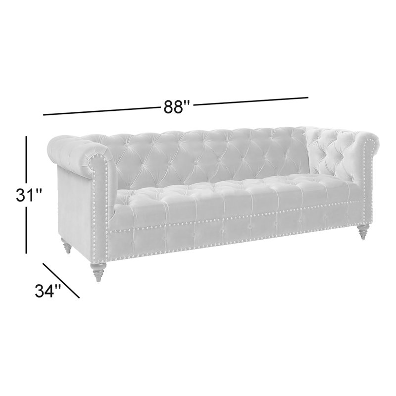 Canapé Chesterfield Newell, Velours vert olive