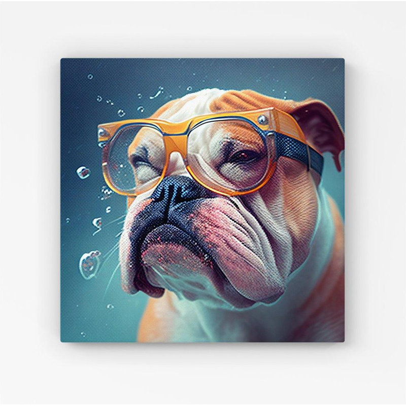 Bulldog With Glasses - Wrapped Canvas Print