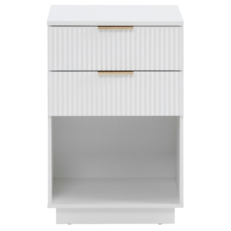 2 Drawer Nightstand For Bedroom, White