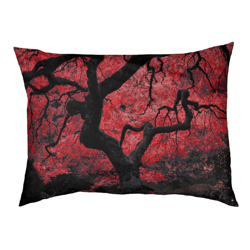 Coussin pour chien d’extérieur arbre d’érable japonais Wedgeworth, Moyen (L 29,5 po x P19,5 po x H 9,5 po), Rouge