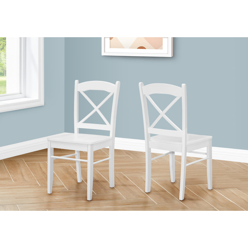 17.5'' H Solid Wood Side Chair, White, White