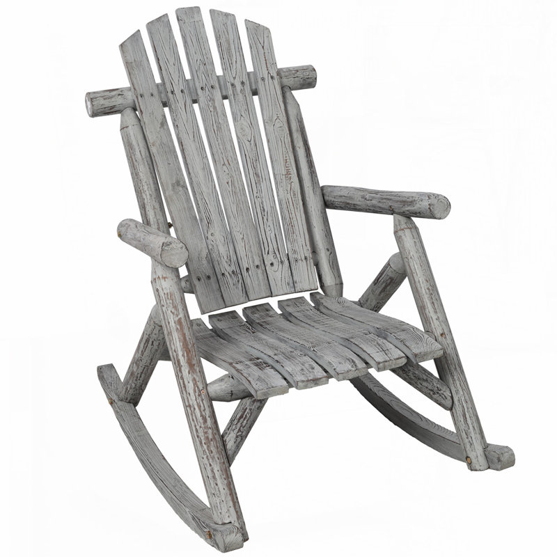 Chaise berçante en bois, Gris clair