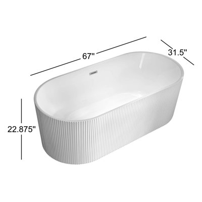 Eden 67" Freestanding Soaking Acrylic Bathtub