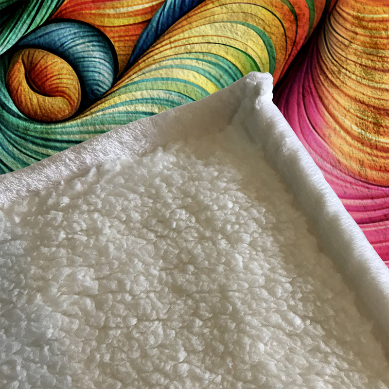 Throw Blanket, 68" W x 80" L, Floral/Abstract, Green/Orange/Pink/Blue