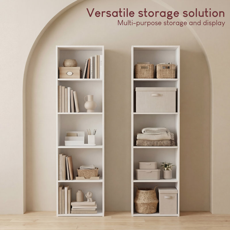 Gerardi 32cm W Standard Bookcase, White, 132 cm H x 32 cm W