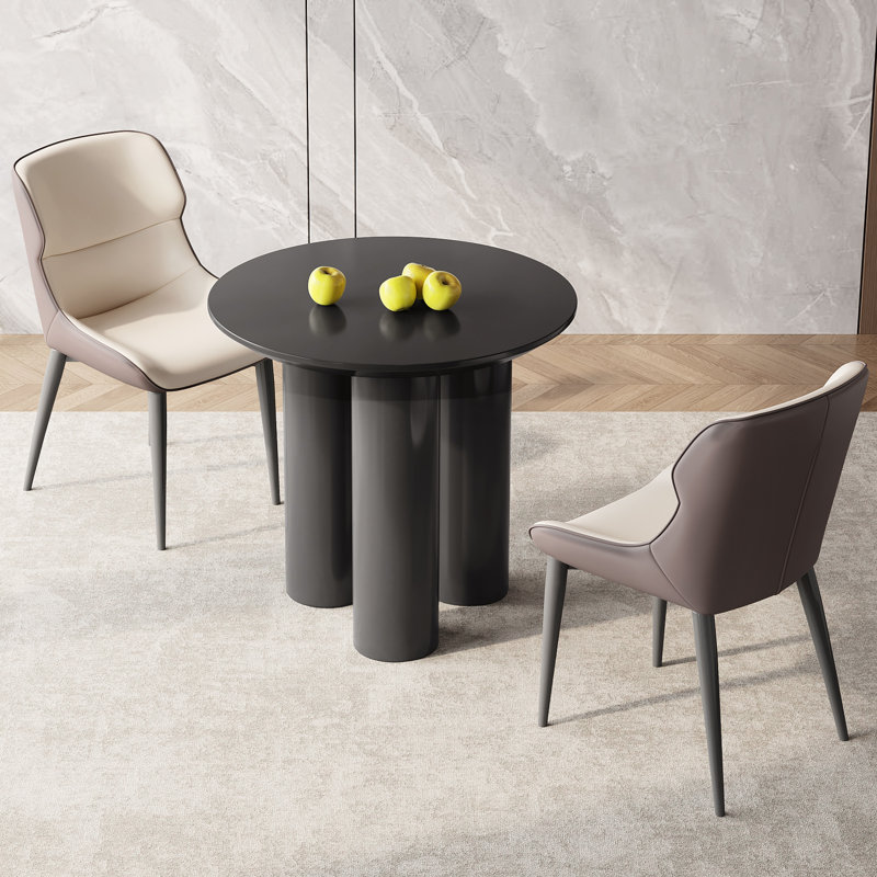 Round Dining Table Kitchen Table, 29.72"H x 30"L x 30"W, Black