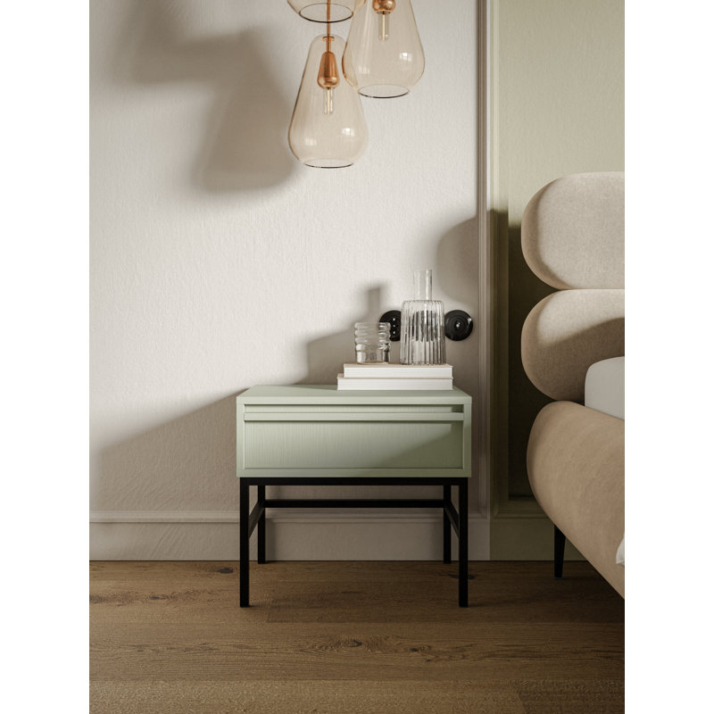 Bannie 50cm W Metal Bedside Table, Sage