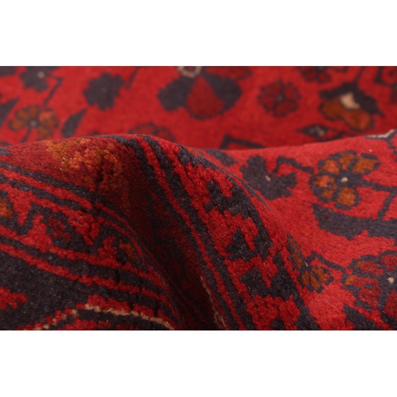 Tapis rouge noué à la main Esari Turkman 5 pi 1 po x 6 pi 8 po