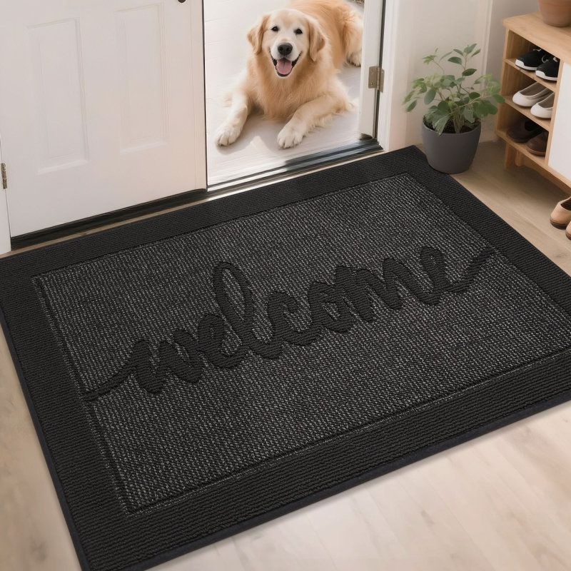 Non-Slip Indoor Doormat, 81.3cm W x 121.9cm L, Black