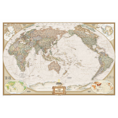 Carte murale centrée World Executive Pacific