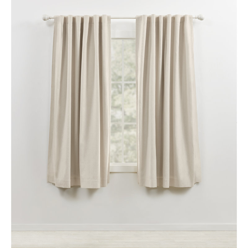 Lauren Ralph Lauren Sallie Blackout Heavy Cotton/Linen Blend with Lining Back Tab/Rod Pocket Curtain, Light Beige, 54" x 63"