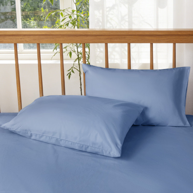 100% Cotton 250TC Percale Crisp & Breathable Pillowcase Set, Stormy Blue, King Pillowcase
