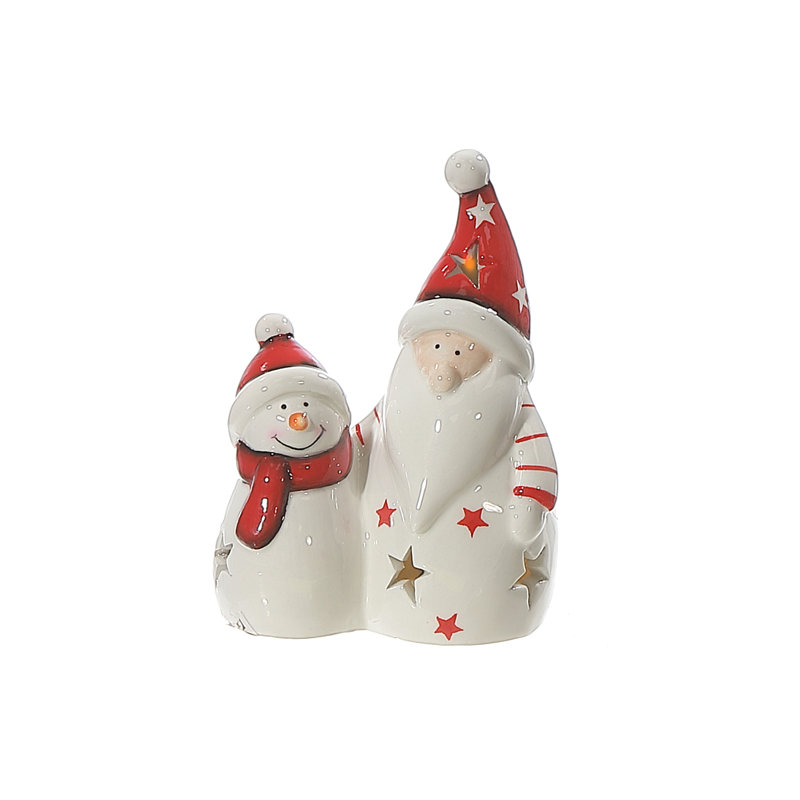 Figurine DEL bonhomme de neige et père Noël