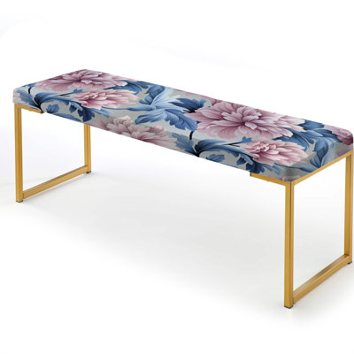 Purple And Pink Royal Damask Treasures II - Damask Upholstered Gold Bench