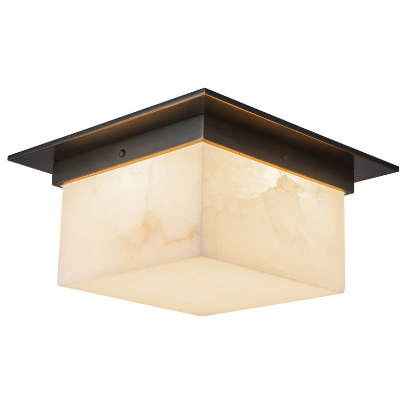 Mineral 11-in Brass Flush Mount, Oil Rubbed Bronze, Alabaster