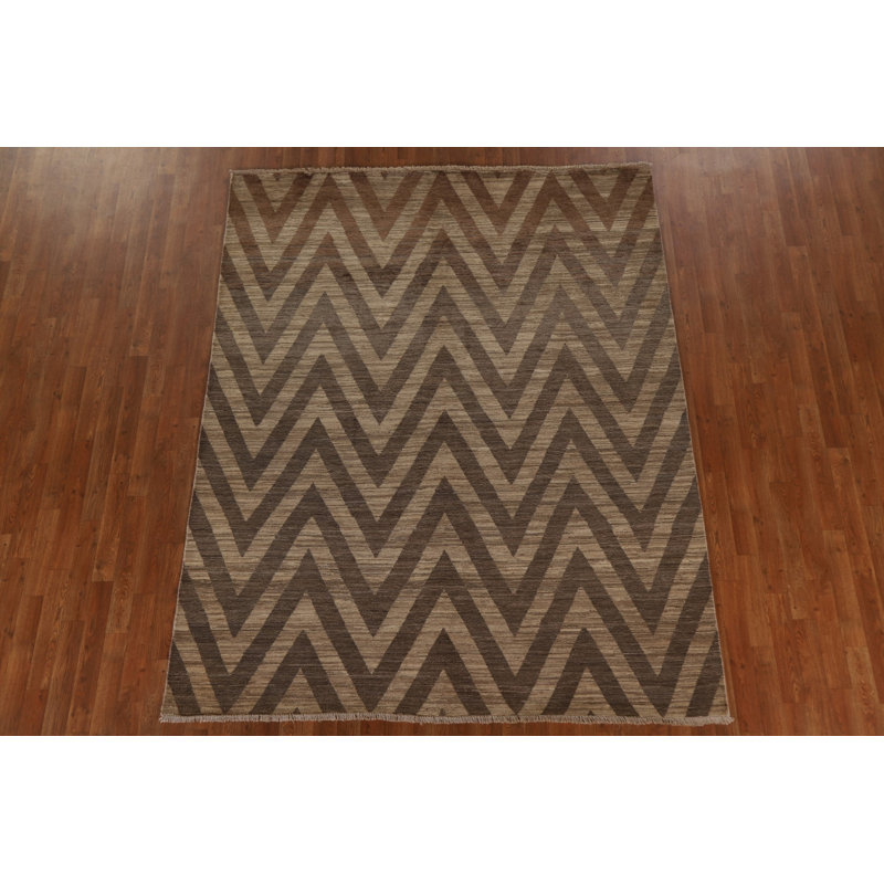 Tapis oriental à chevrons Gabbeh Kashkoli fait à la main 6 x 8