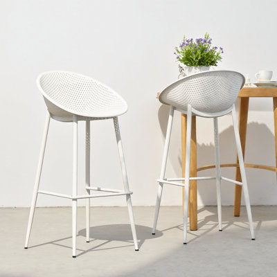 Ensemble de 2 tabourets de bar Modern White - élégance extérieure élégante et durabilité pour votre cour
