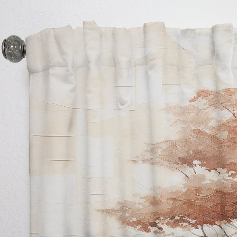 Aveline Minimalism Beige Redwood Tree - Traditional Velvet Curtain - Room Darkening - 1 Panel, 52" W x 84" L