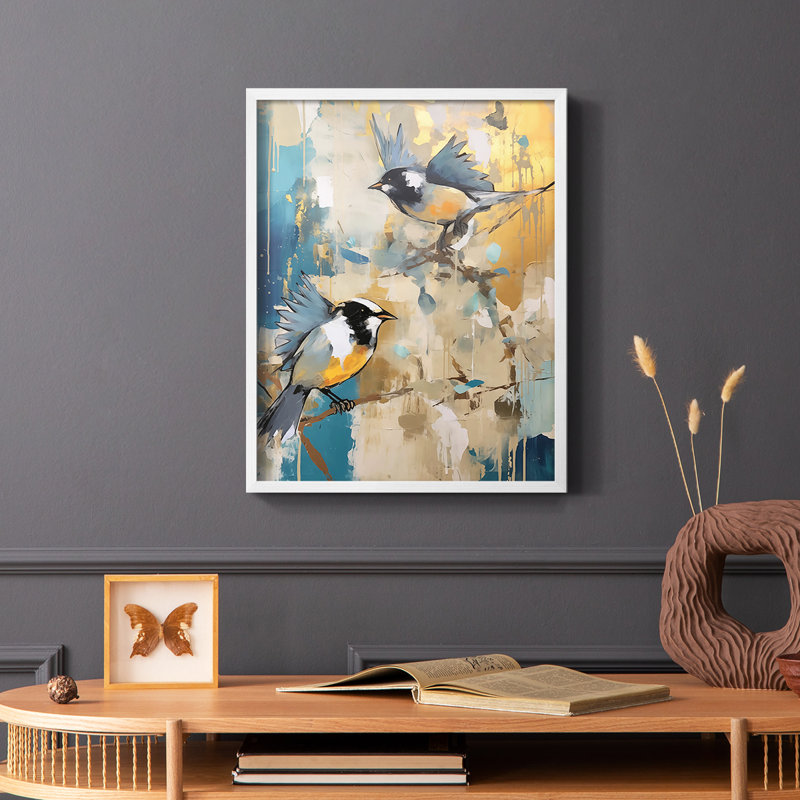 ANIMALS Series Dxx - reproduction encadrée de qualité supérieure - prête à être accrochée - aucun clou requis, Blanc / Blanc