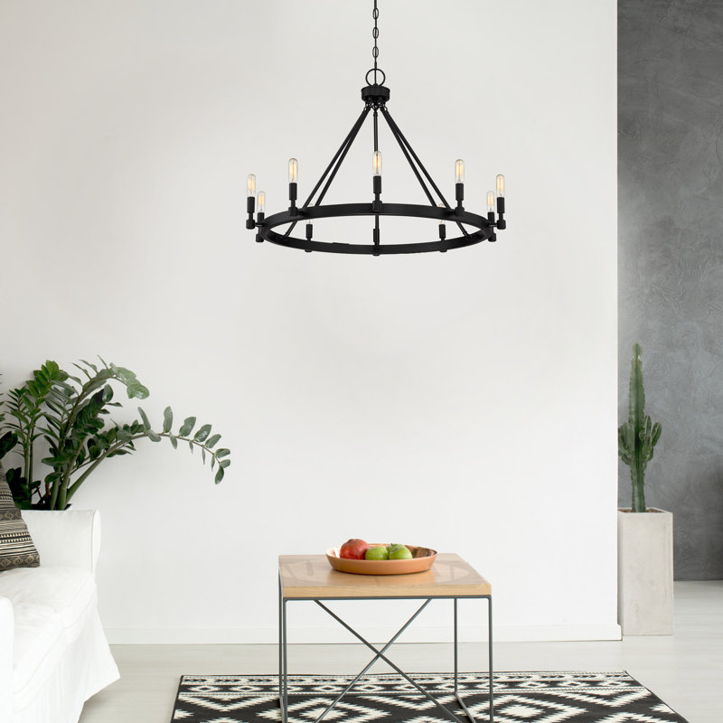 Lustre en roue de chariot à 6 lumières de style bougie Cameron