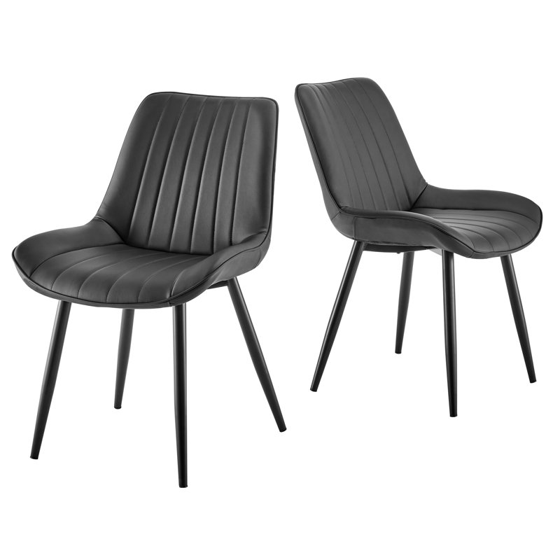 Antigua 45cm H Tufted Upholstered Metal Upholstered Back Side Chair in Black