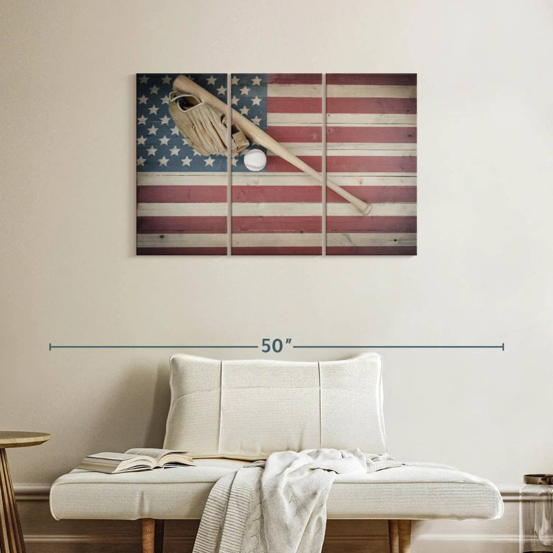Sireci Baseball On American Flag, 24" H x 38" W