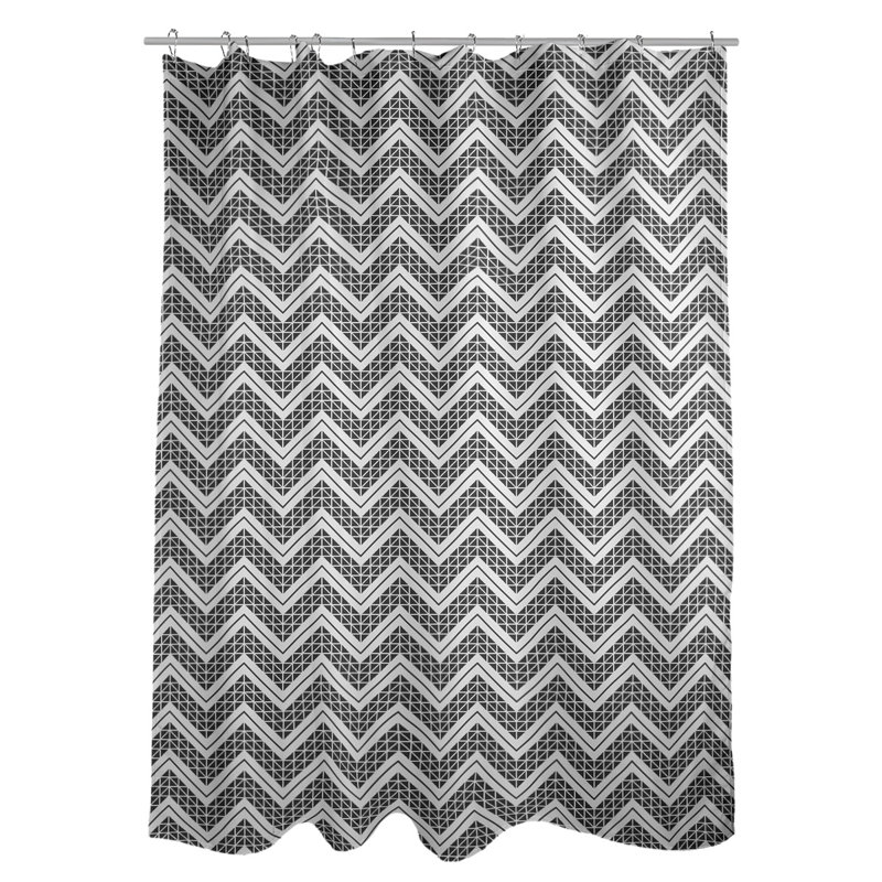 Rideau de douche simple à chevrons à la main classic, Noir / Blanc