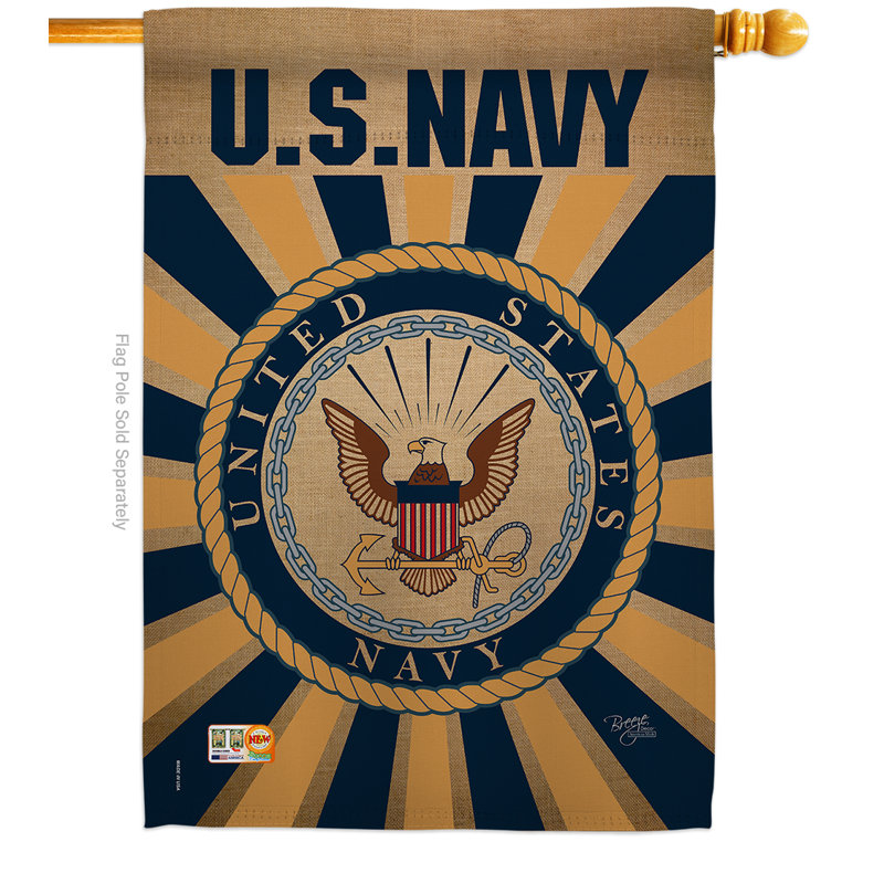 Polyester bleu marine 2 côtés 40 x 28 po drapeau maison