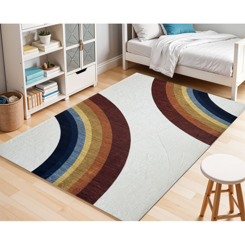 Tapis juvénile arc-en-ciel rouge et orange 7 pi x 10 pi