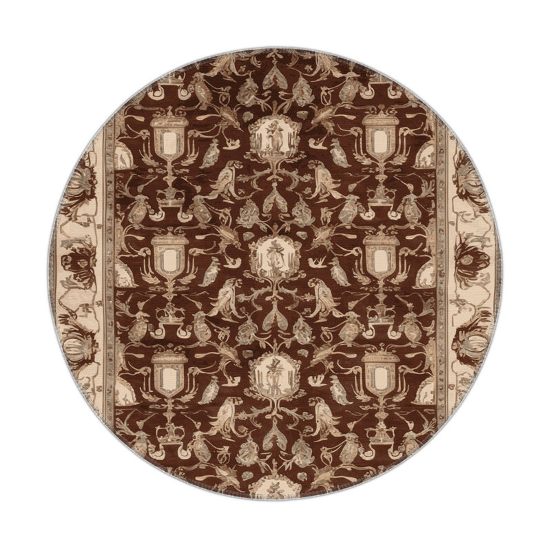 French Beige Indoor and Outdoor Area Rug, Rectangle 5' x 7'