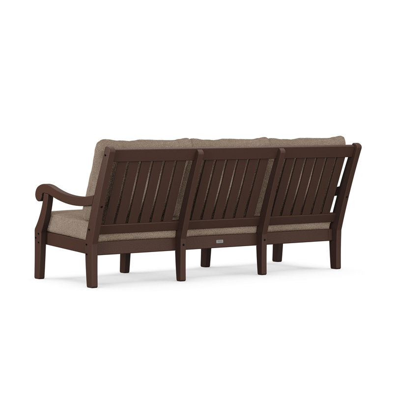 POLYWOOD x Birch Lane Veranda 4-Piece Deep Seating Set with Sofa, Spiced Burlap Cushion/Mahogany Frame