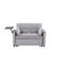 Lit convertible en velours gris - table d'appoint et pieds modernes en plastique avec table et siège, sans effort, 3 niveaux de confort réglables, accoudoirs fonctionnels