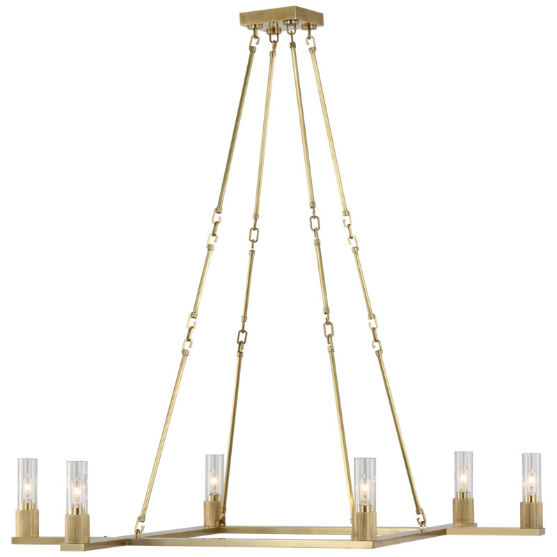 Beza 6 - Light Chandelier, Antique Brass