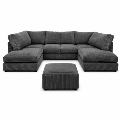 5 Seater Corduroy Corner Sofa 