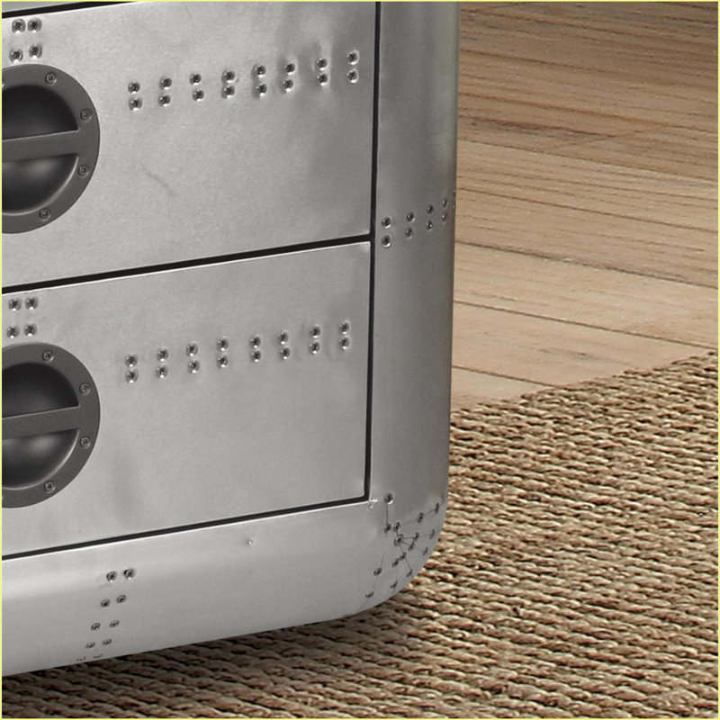 Table basse en aluminium à 2 tiroirs de style coffre - peu encombrante pour le salon