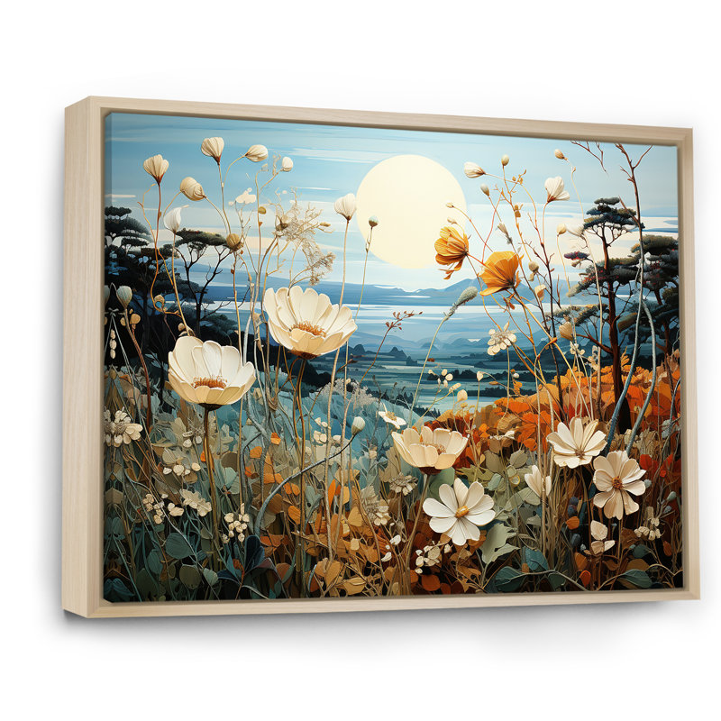 «Cool And Calming Flower Blooming Fields On», reproduction sur toile, Cadre naturel flottant, H 24 po x l 32 po x P 0,5 po