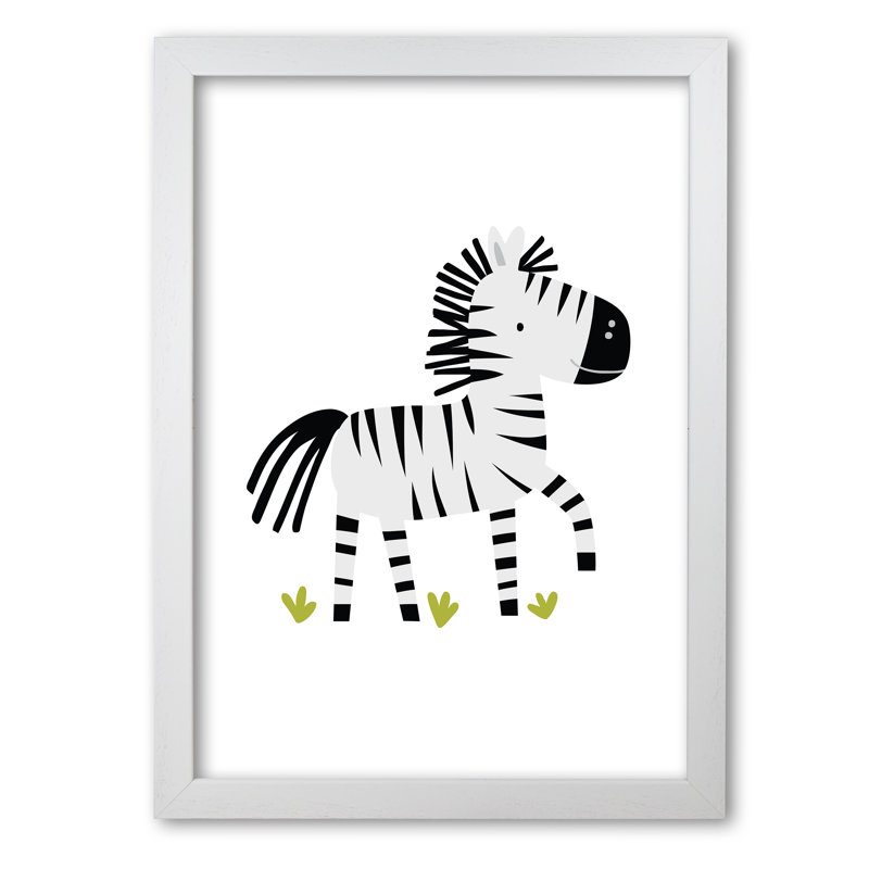 Children's Animals, Zebra - Print, 42 cm H x 30 cm W x 5 cm D, White Grain Frame