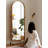 Modern Minimalist Cherry Wood Mobile Storage Full-Length Mirror