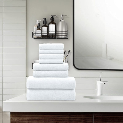 Ensemble de 8 serviettes de bain - Serviettes très absorbantes pour la salle de bain, 2 serviettes de bain, 2 serviettes à main, 4 débarbouillettes