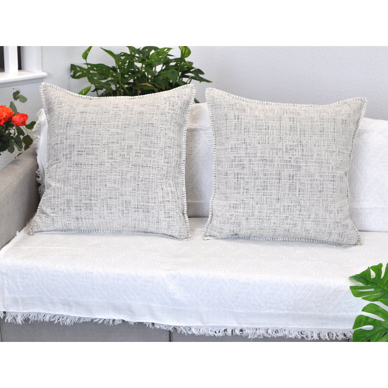 Oveesha Cream White Chenille Square Throw Pillow Covers, 20" x 20" (Set of 2)