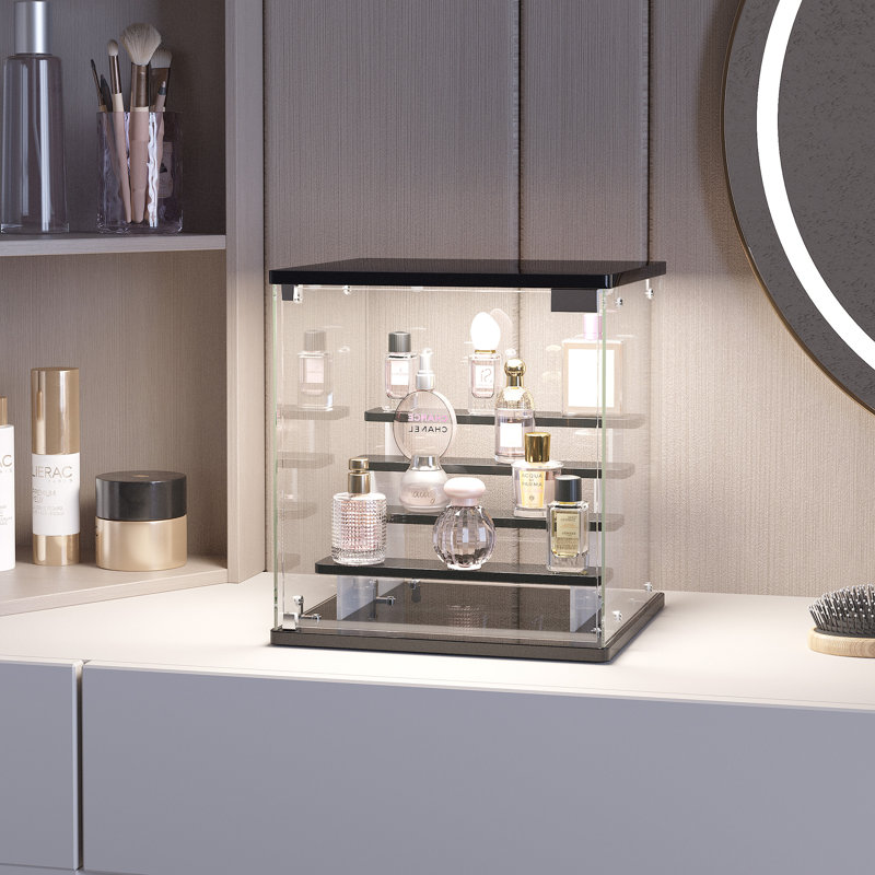Glass 30 cm W Display Cabinet with Lighting, Blue
