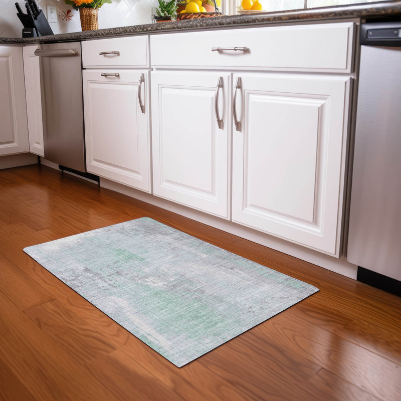 Tapis menthe Xhevrie intérieur / extérieur lavable à la machine, Rectangle 1 pi 8 po x 2 pi 6 po
